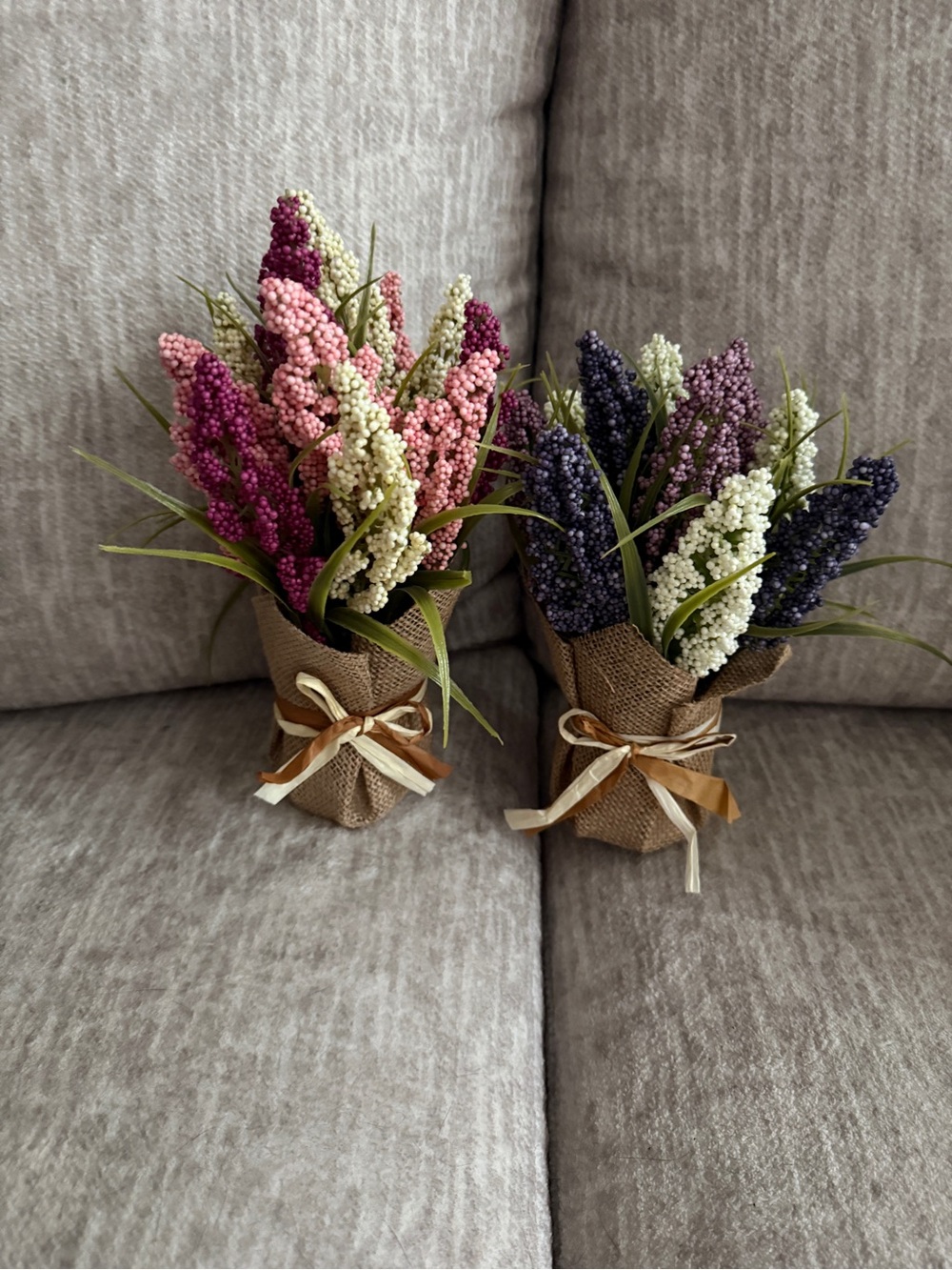 Assorted Pink & Purple Faux Lavender Burlap Bouquet Set
